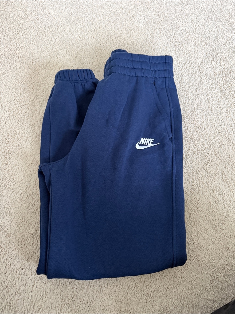 Nike Kids Navy Jogger Sweatpants with White Swoosh